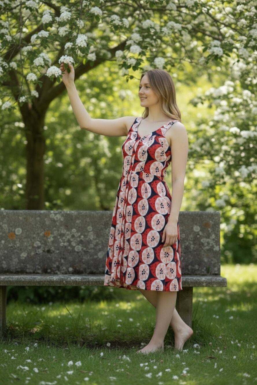 Tulip B Floral Print Fit Flare Midi Dress Small Button Front NWOT